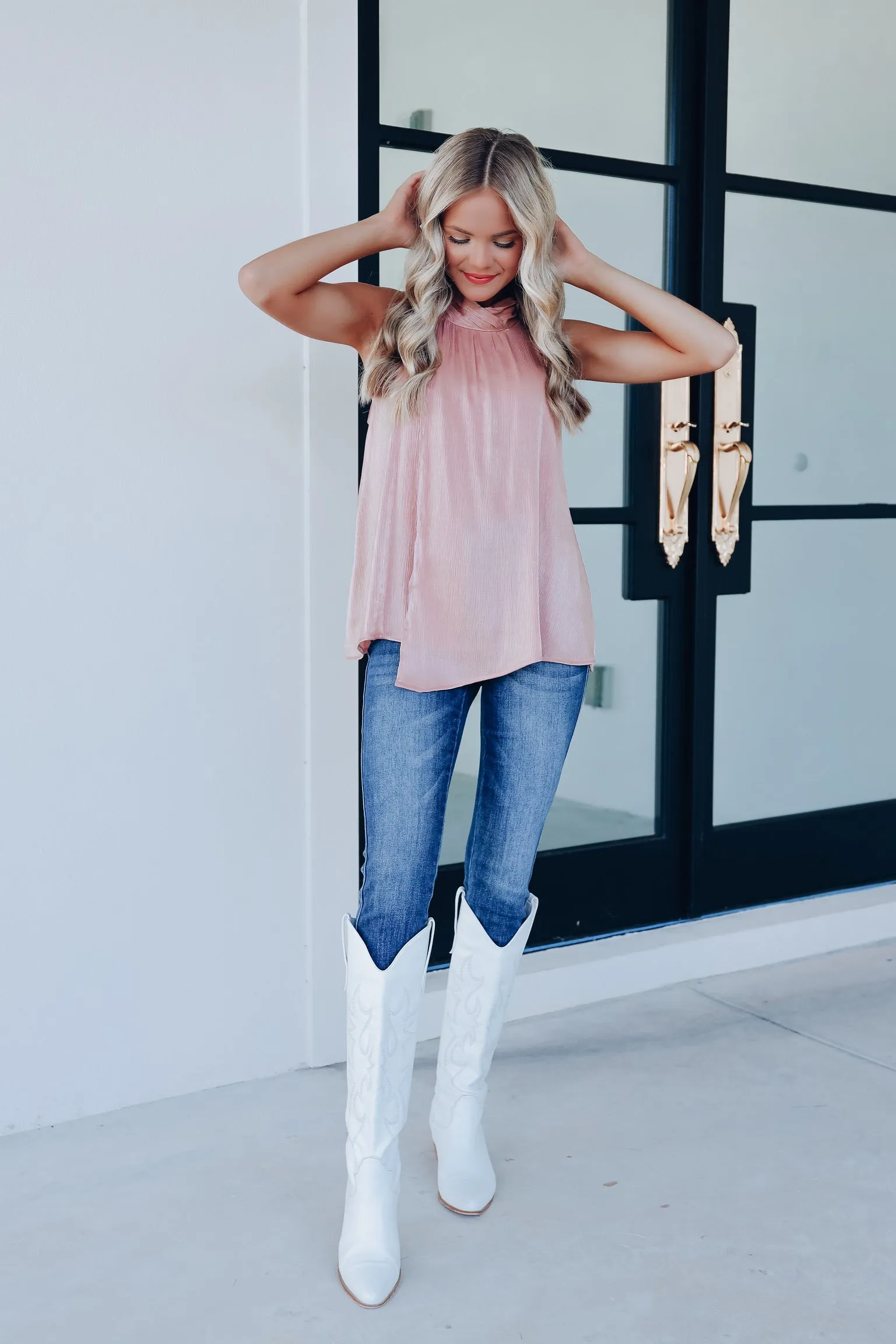 Maggie Mock Neck Chiffon Blouse