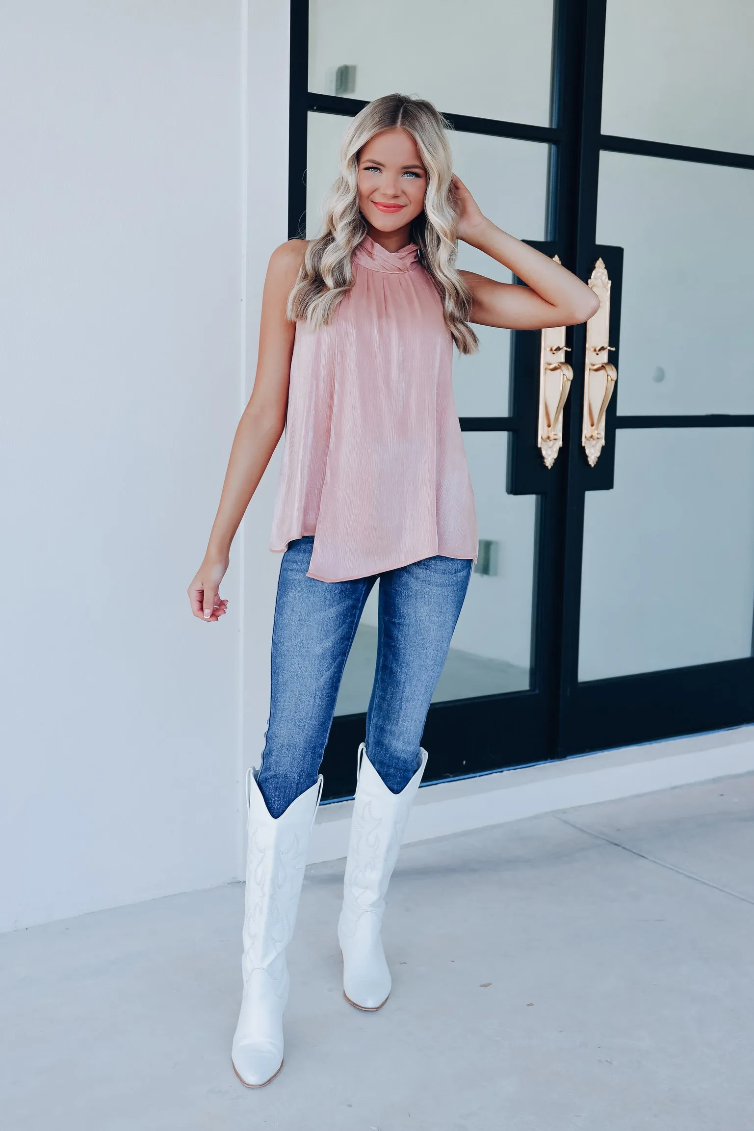 Maggie Mock Neck Chiffon Blouse