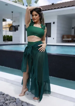 Mallorca Cover-Up – Emerald Green Sheer Beach Skirt | Luxury Resort Wear 2025