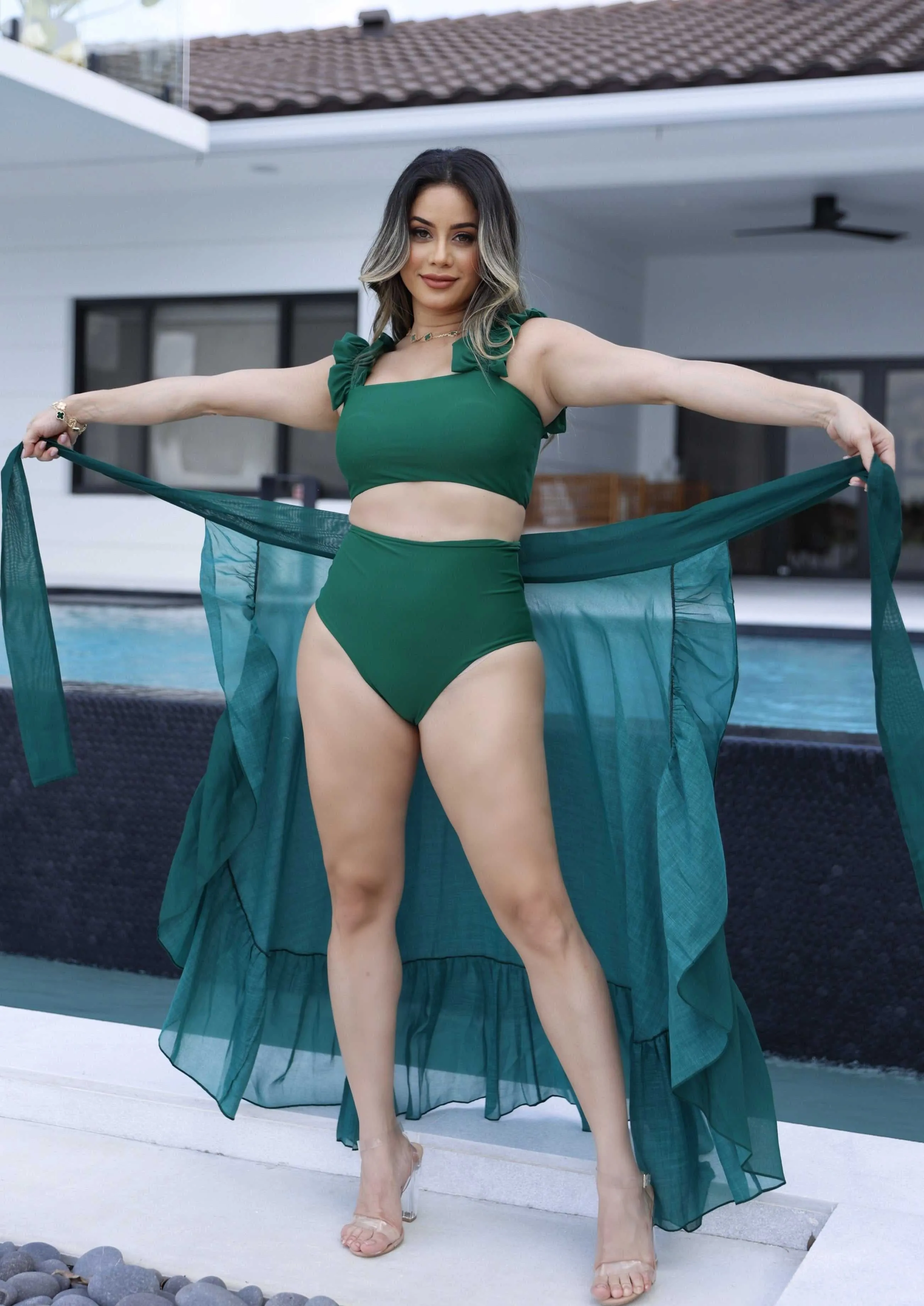 Mallorca Cover-Up – Emerald Green Sheer Beach Skirt | Luxury Resort Wear 2025