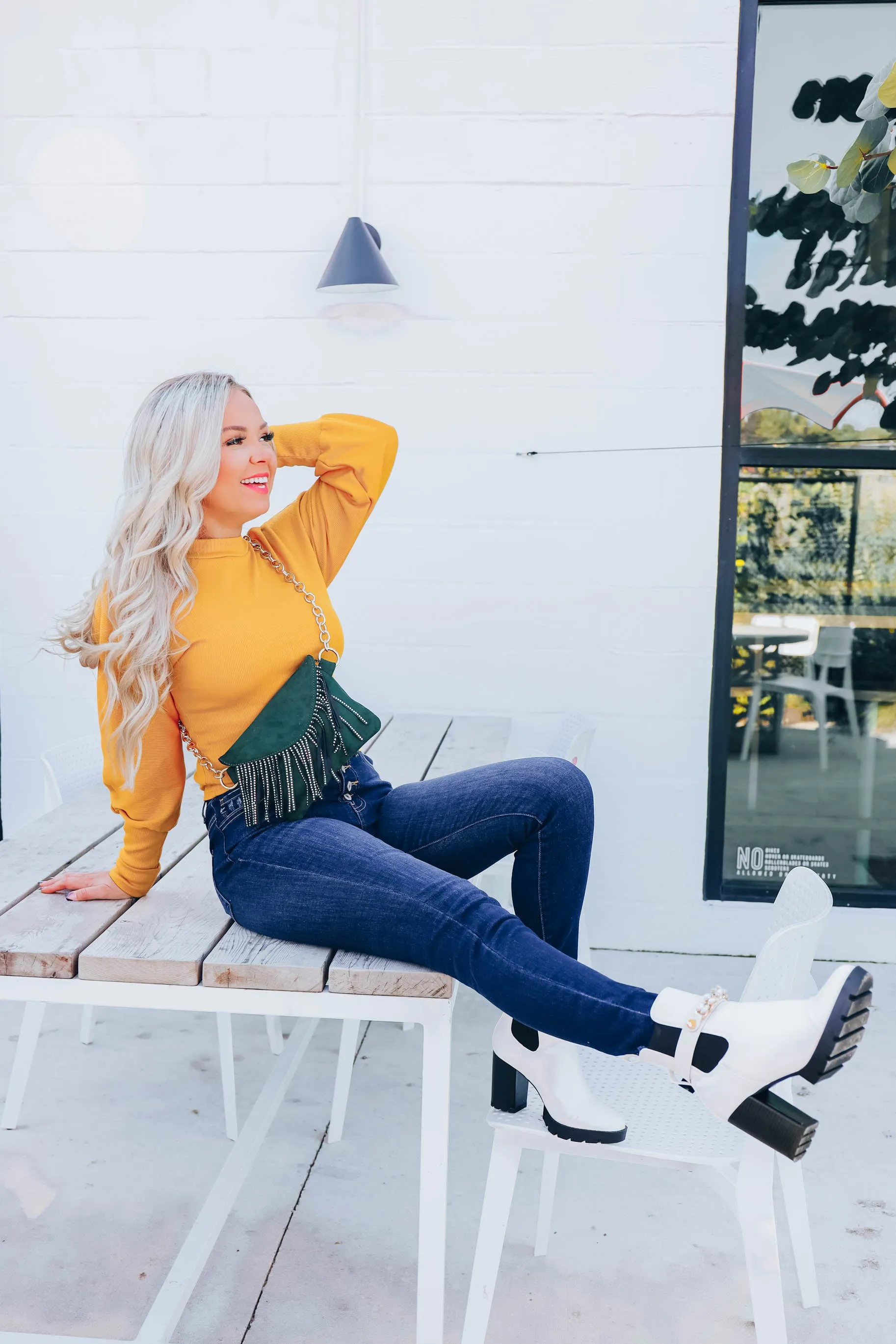 Mallory Mock Neck Crop Top - Mustard