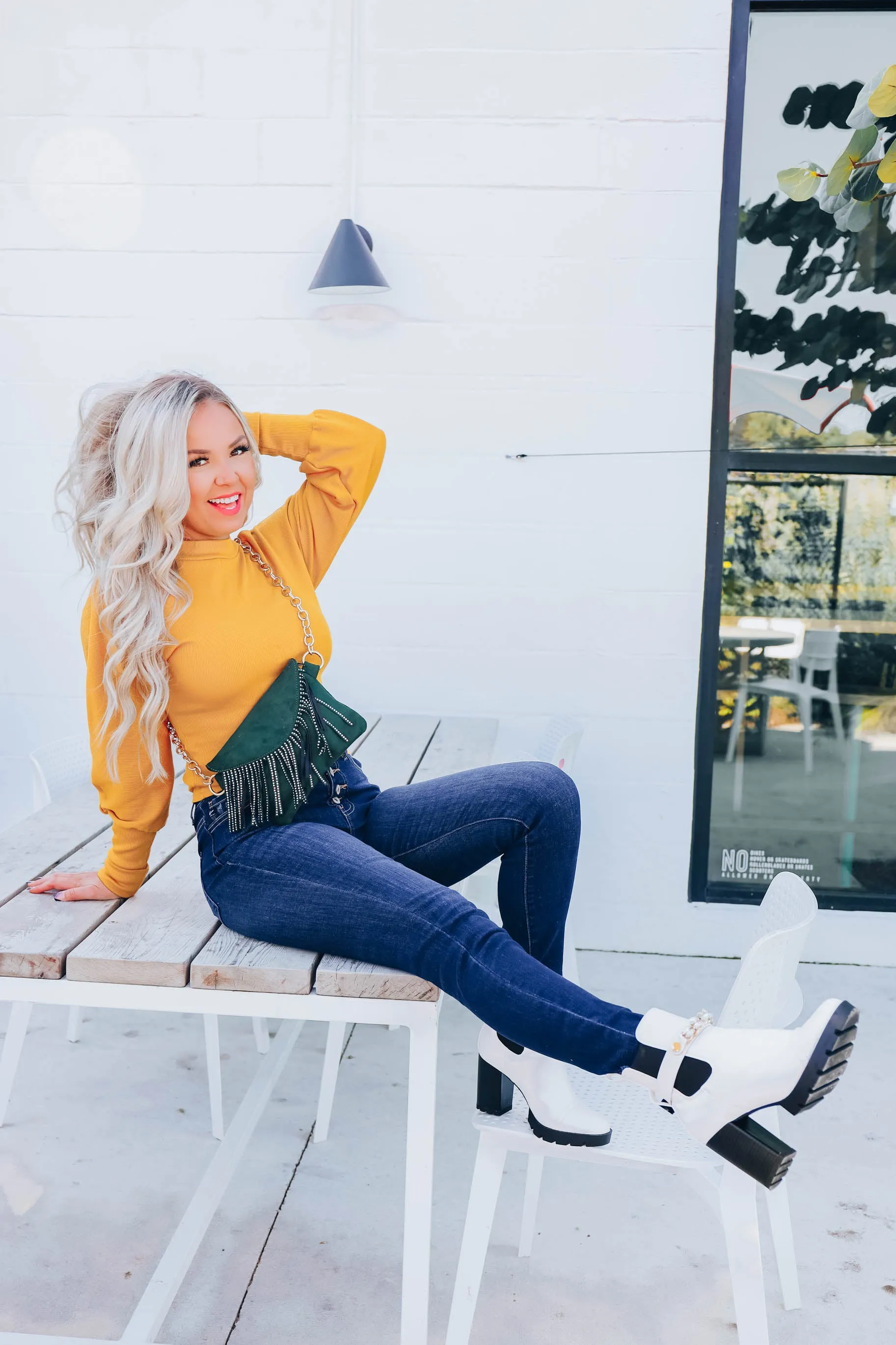Mallory Mock Neck Crop Top - Mustard