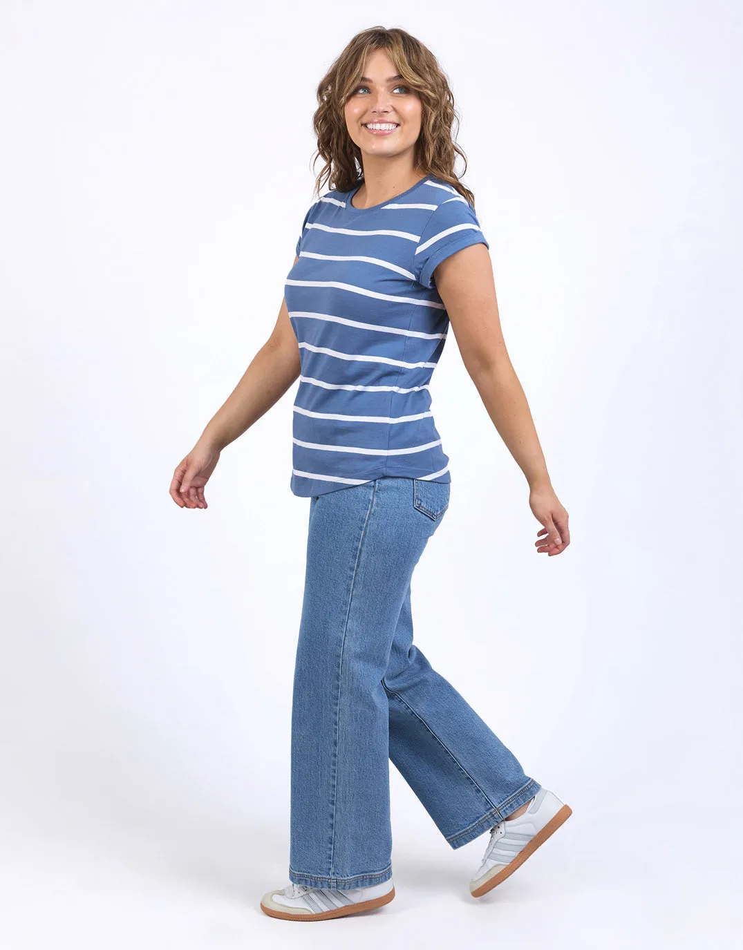 Manly Stripe Tee - Blue Horizon/White Stripe
