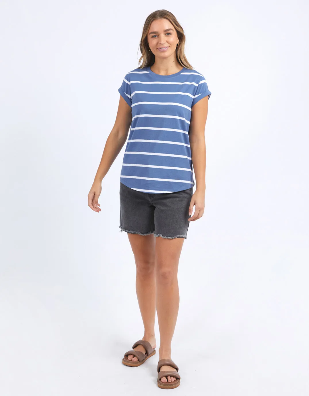 Manly Stripe Tee - Blue Horizon/White Stripe