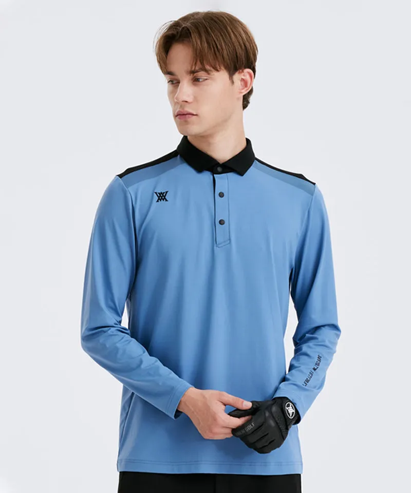 Men's Collar Combination L/TS - Blue