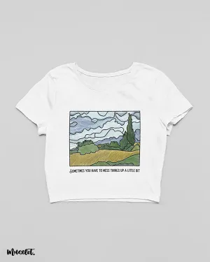 Mess things up crop t shirts