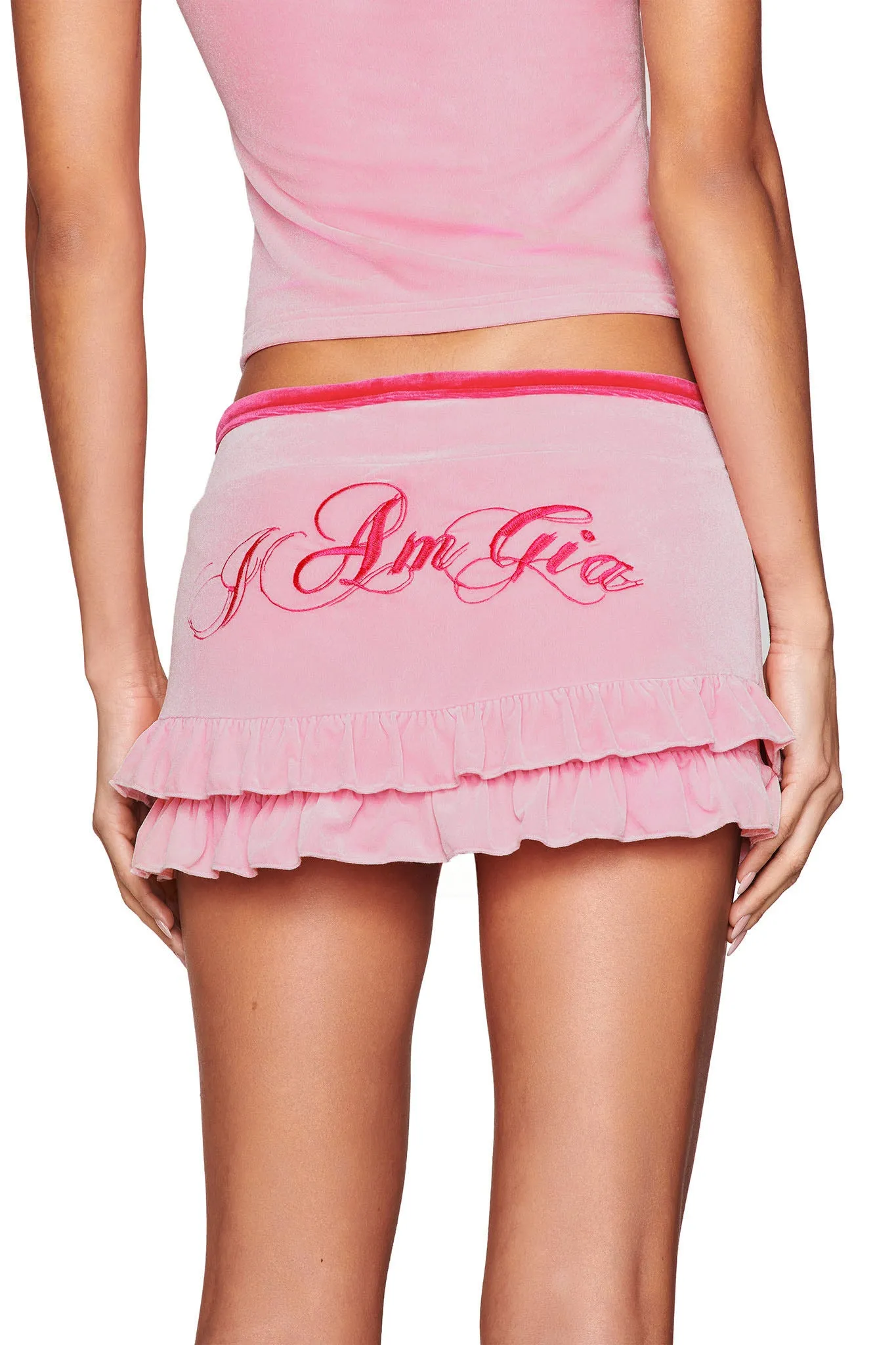 MICHELLE VELOUR MINI SKORT - PINK