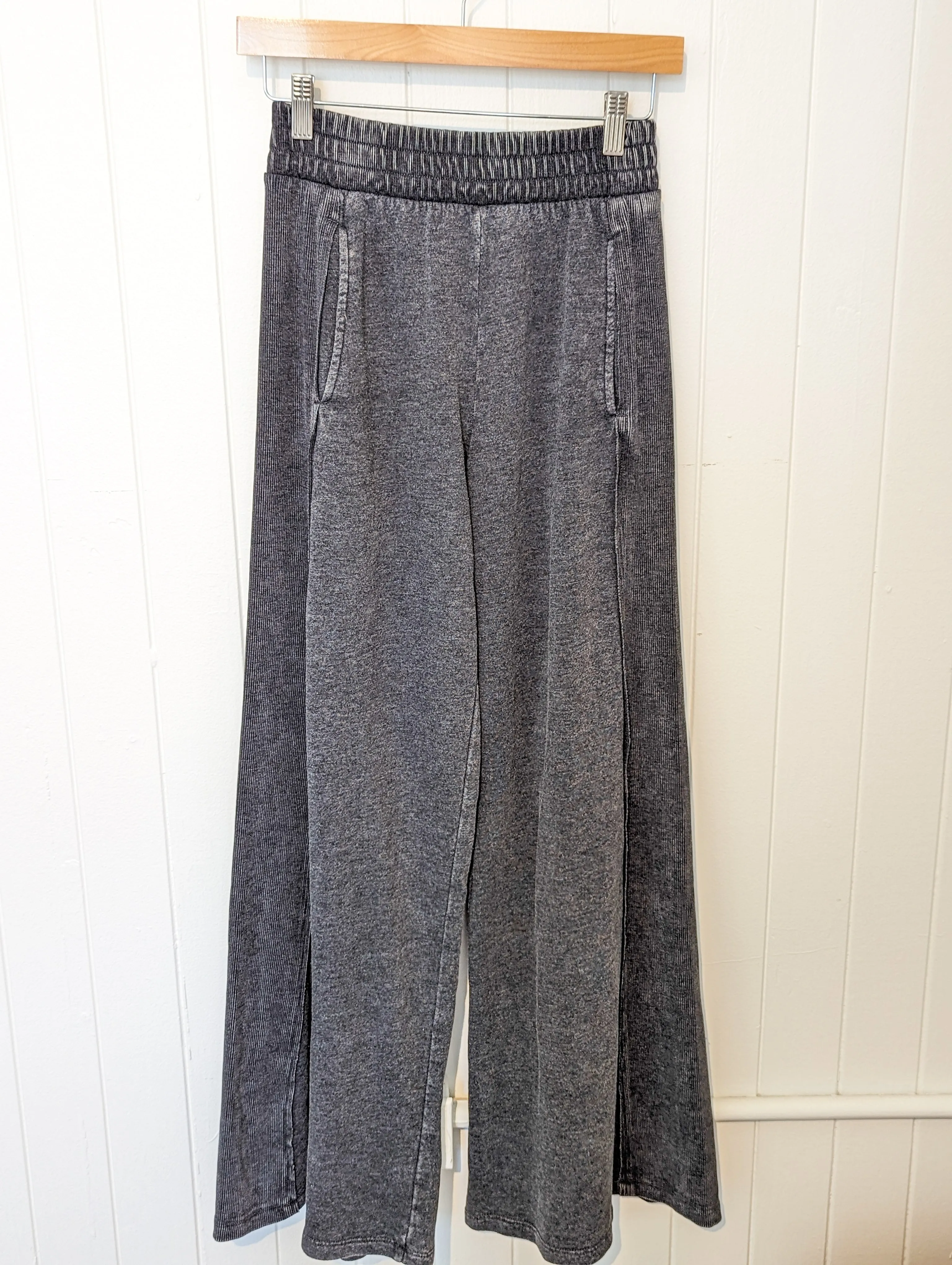 Mineral Wash Flared Sweat Pants with Pockets