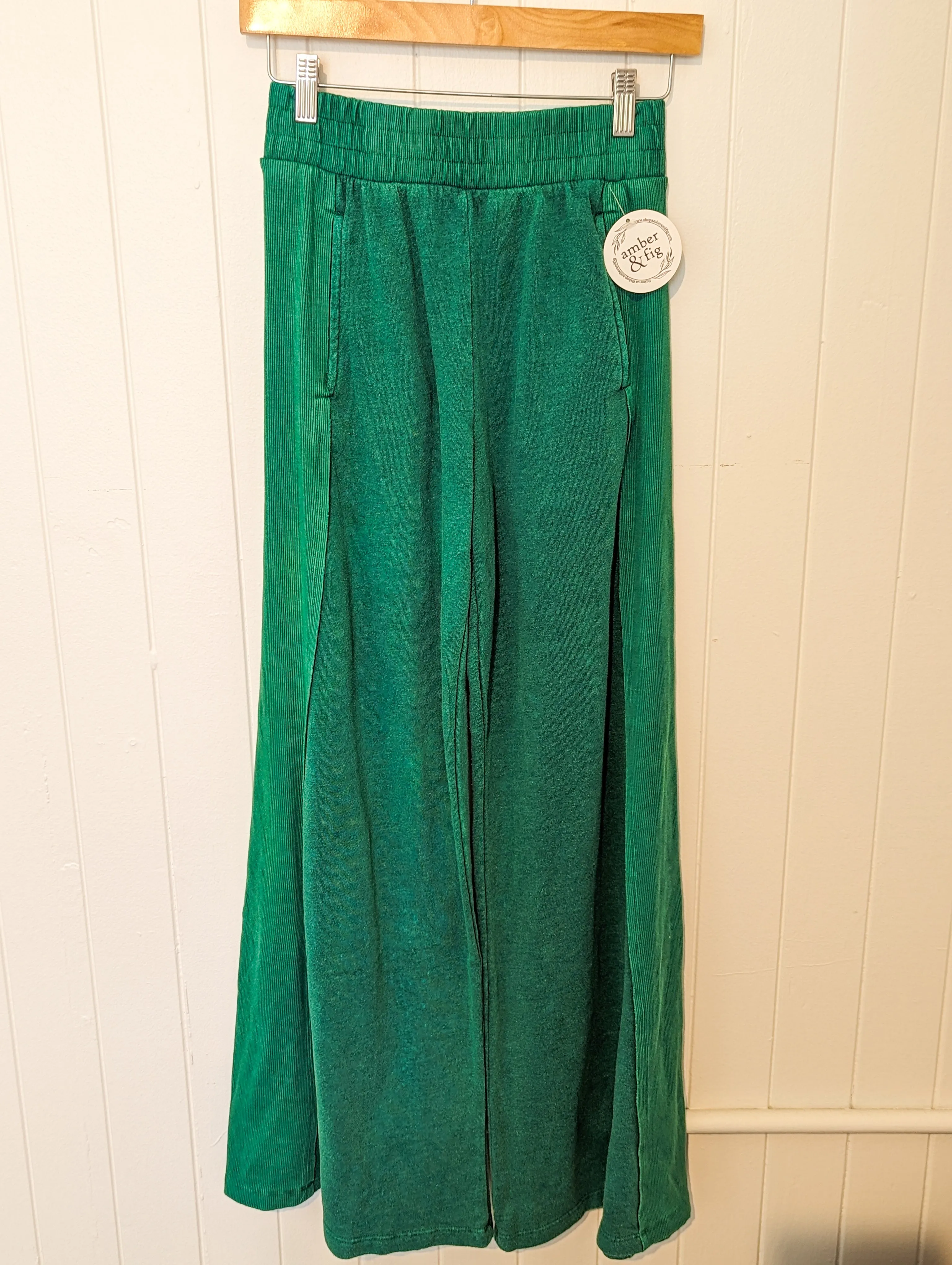 Mineral Wash Flared Sweat Pants with Pockets