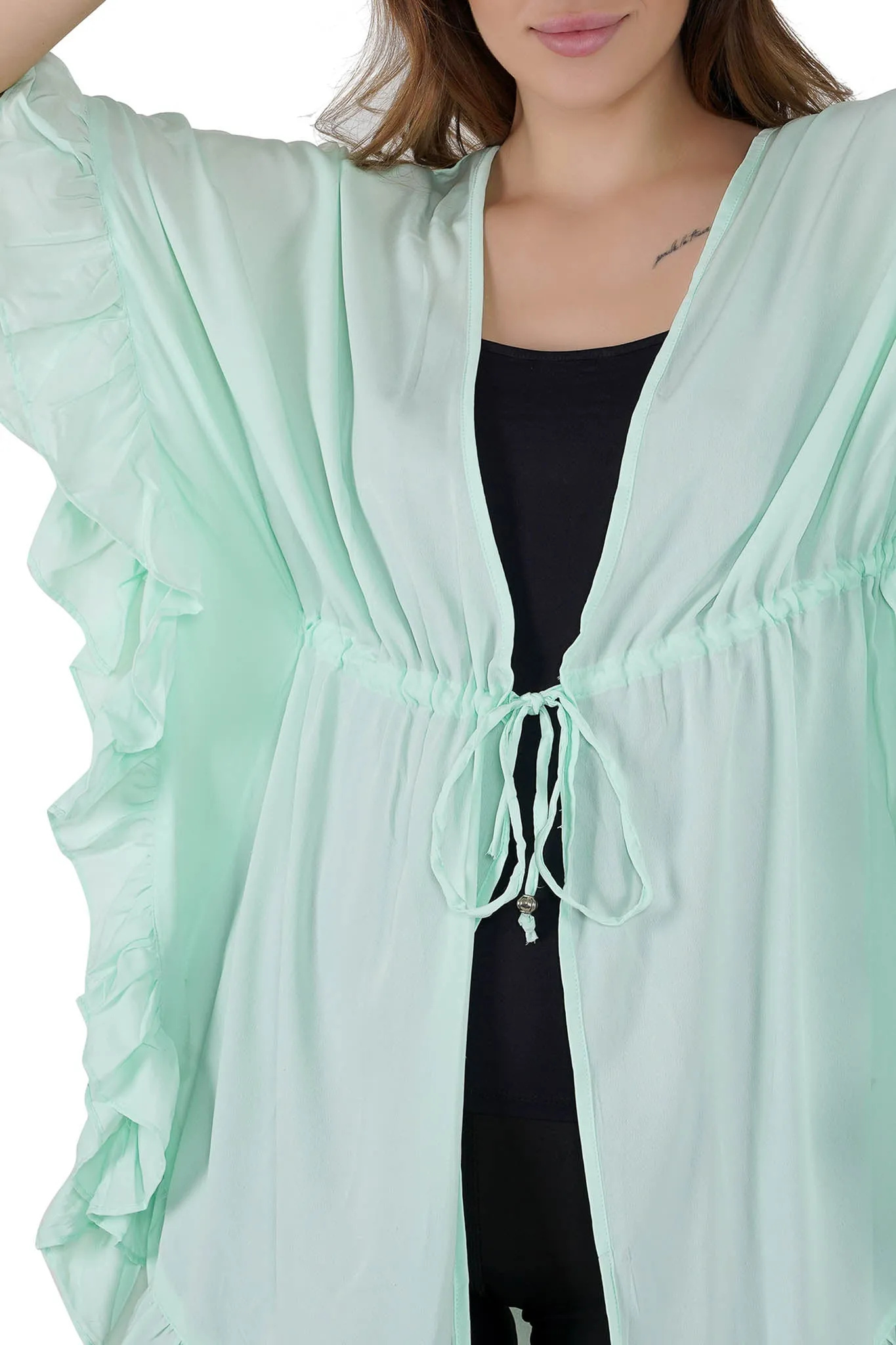 Mint Green Kaftan Swim Cover-Up Beach Dress