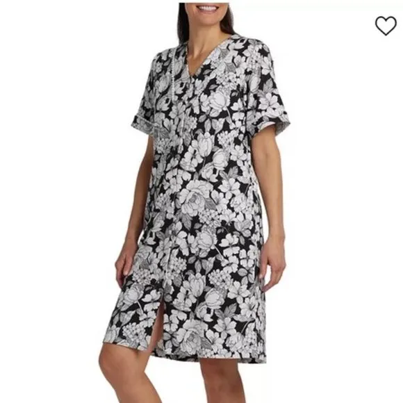 Miss Elaine Printed Knit Short Sleeve Gripper Robe 2X