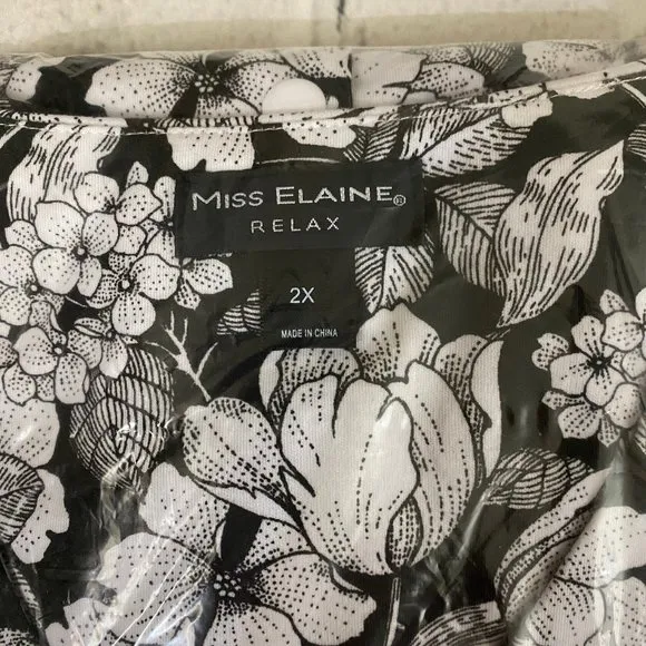 Miss Elaine Printed Knit Short Sleeve Gripper Robe 2X