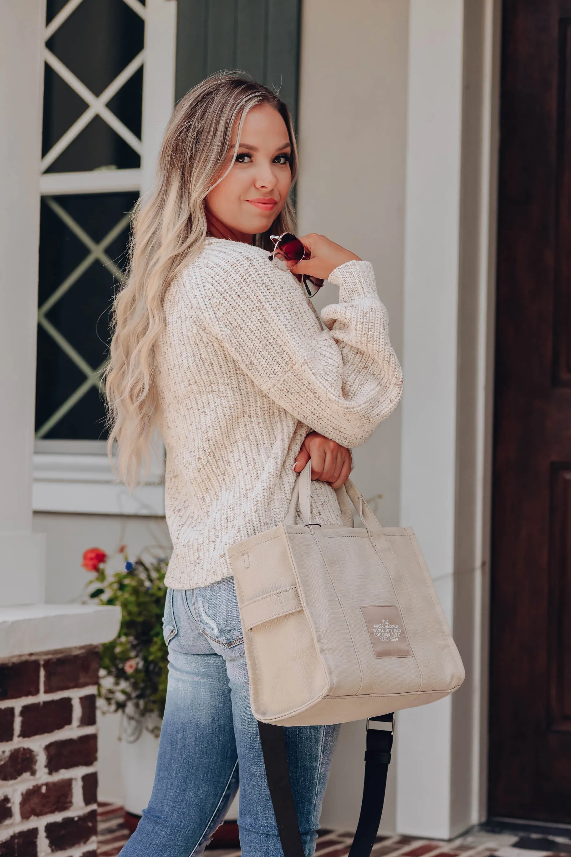 Mélange Puff Sleeve Cardigan
