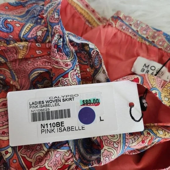 Molly‎ Bracken Maxi Wrap Skirt Size Large Paisley Southwestern Flowy Pink NWT