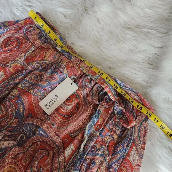Molly‎ Bracken Maxi Wrap Skirt Size Large Paisley Southwestern Flowy Pink NWT