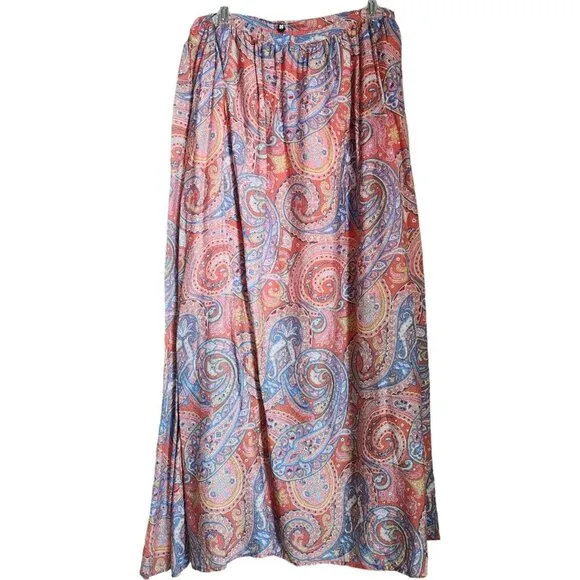Molly‎ Bracken Maxi Wrap Skirt Size Large Paisley Southwestern Flowy Pink NWT