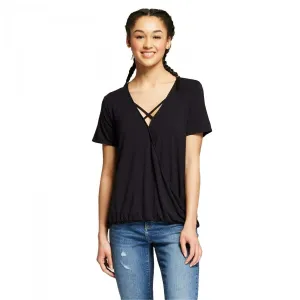 Mossimo Women's Short Sleeve Cross Neck Wrap T-Shirt Top