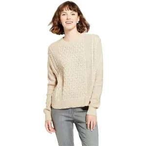 Mossimo Women's Textured Pullover Cable Knit Sweater Oatmeal Medium