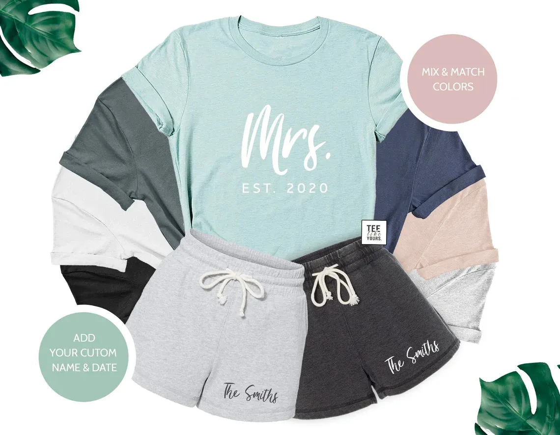 Mr. & Mrs. couple matching outfits - shirt and shorts set