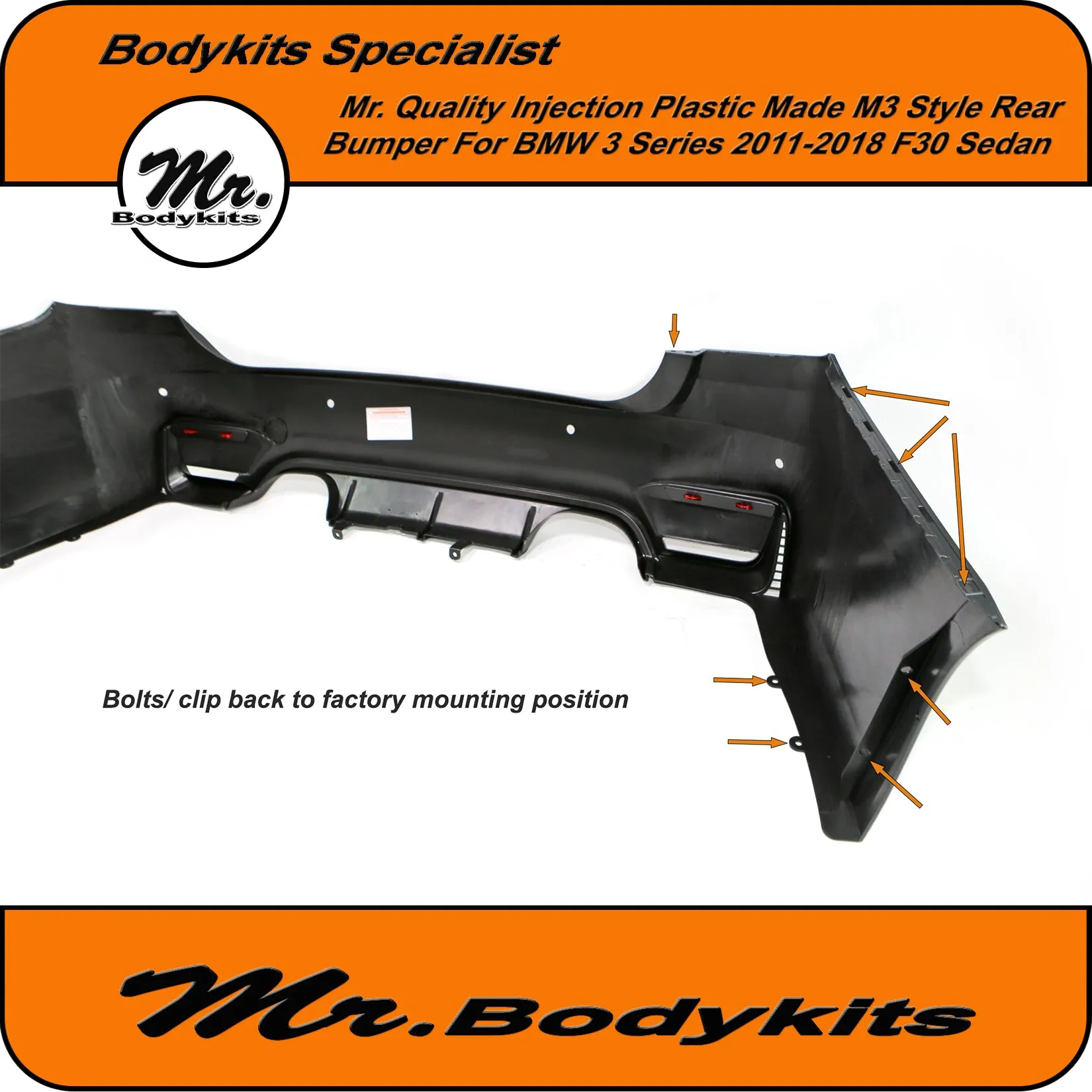 Mr Bodykits M3 Style Replacement Rear Bumper For BMW 3 Series 2011-2018, F30