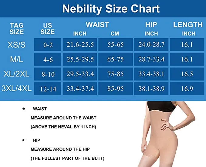 Nebility Women Waist Trainer Shapewear Tummy Control Body Shaper Shorts Hi-Waist Butt Lifter Thigh Slimmer, Size 3XL/4XL - Beige