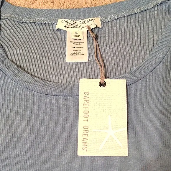 NEW Barefoot Dreams Ribbed Jersey Slouchy Pullover in Chabray