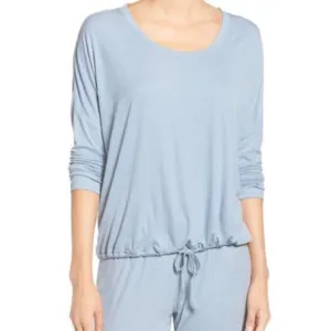 NEW Barefoot Dreams Ribbed Jersey Slouchy Pullover in Chabray