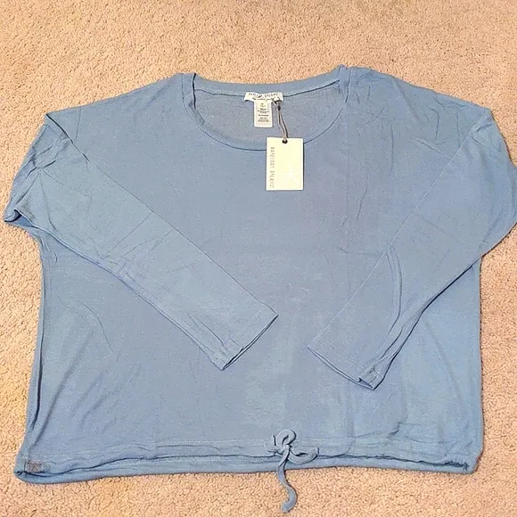 NEW Barefoot Dreams Ribbed Jersey Slouchy Pullover in Chabray