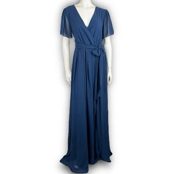 NWT BALTIC BORN Kristina Faux Wrap Chiffon Maxi Dress Prairie Bridesmaid Wedding