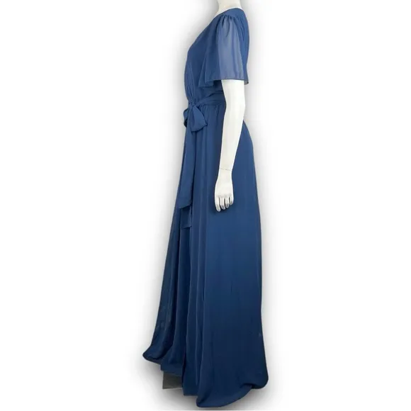 NWT BALTIC BORN Kristina Faux Wrap Chiffon Maxi Dress Prairie Bridesmaid Wedding
