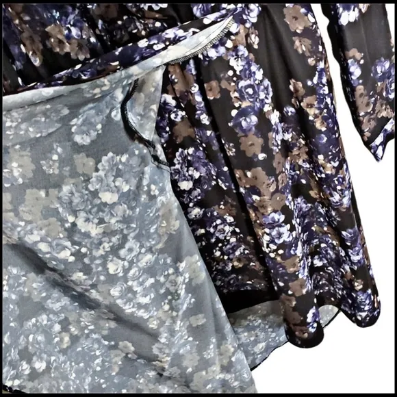 NWT PARKER DARK BLUEBONNET FLORAL FAUX-WRAP ASYMMETRICAL DRESS L