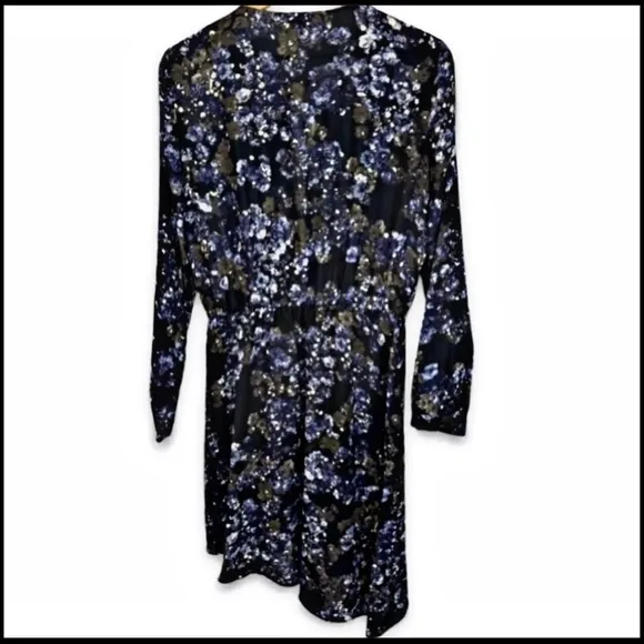 NWT PARKER DARK BLUEBONNET FLORAL FAUX-WRAP ASYMMETRICAL DRESS M