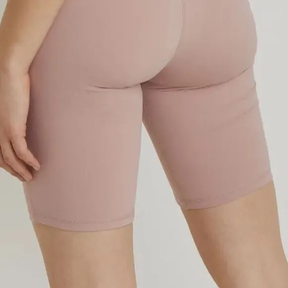 NWT VARLEY Merridy High Waist 10 Shadow Rose Blush Pink Bike Shorts Sz M