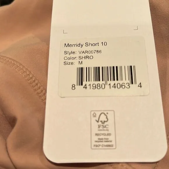 NWT VARLEY Merridy High Waist 10 Shadow Rose Blush Pink Bike Shorts Sz M