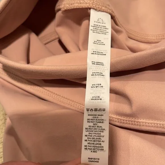 NWT VARLEY Merridy High Waist 10 Shadow Rose Blush Pink Bike Shorts Sz M