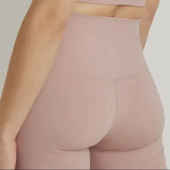 NWT VARLEY Merridy High Waist 10 Shadow Rose Blush Pink Bike Shorts Sz M