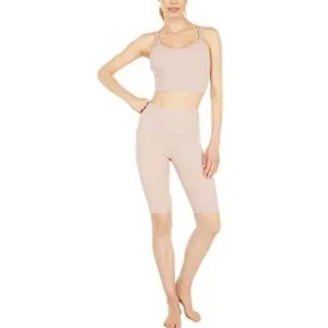 NWT VARLEY Merridy High Waist 10 Shadow Rose Blush Pink Bike Shorts Sz M