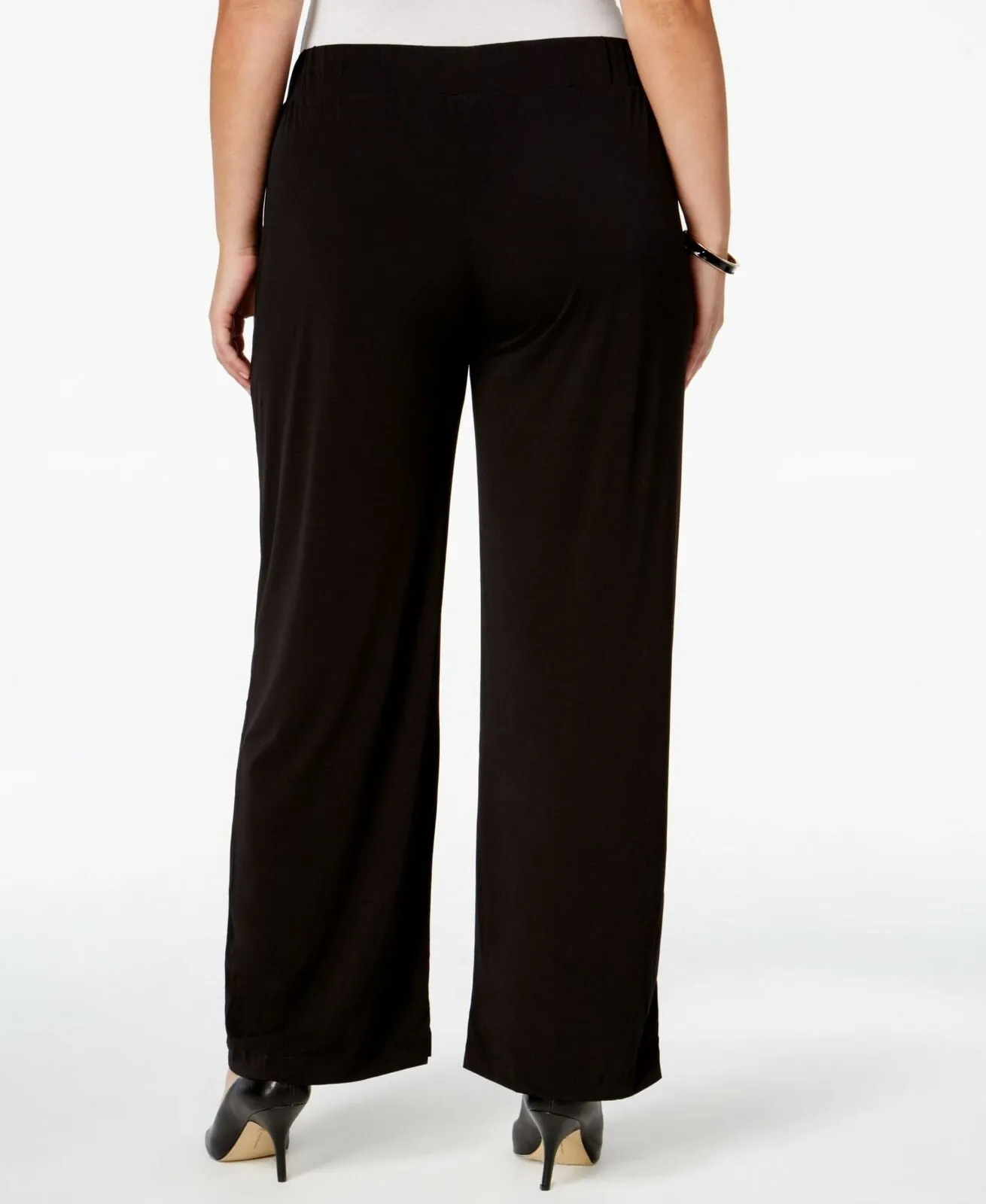 NY Collection Petite Plus Size Pull On Wide Leg Pants