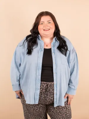 Off-Duty Denim Oversized Button Up