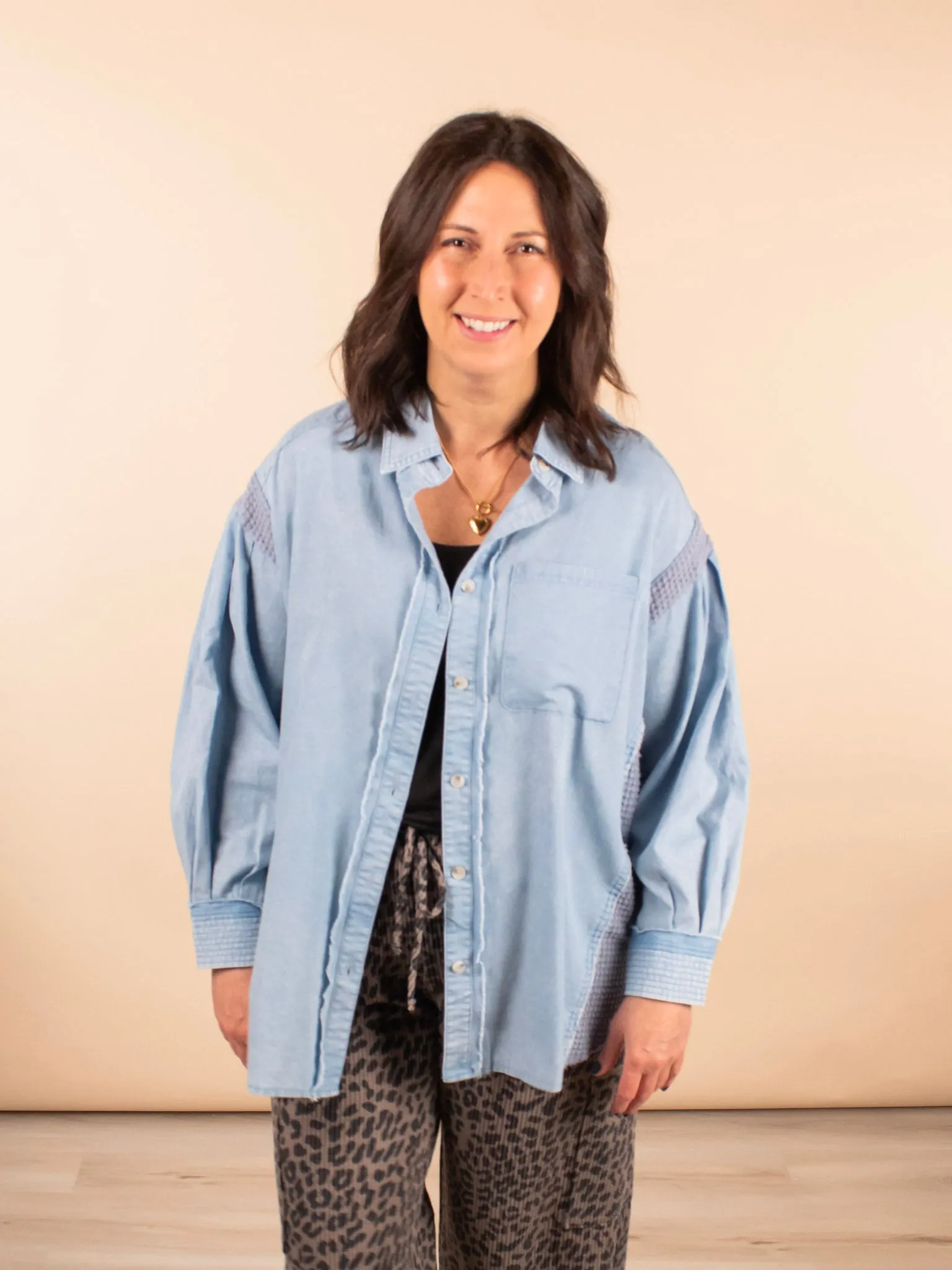 Off-Duty Denim Oversized Button Up