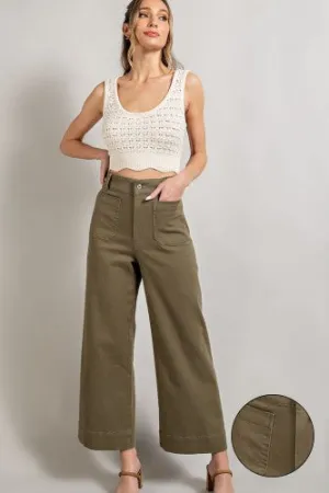 Olive Soft Wash Wide Leg Pant