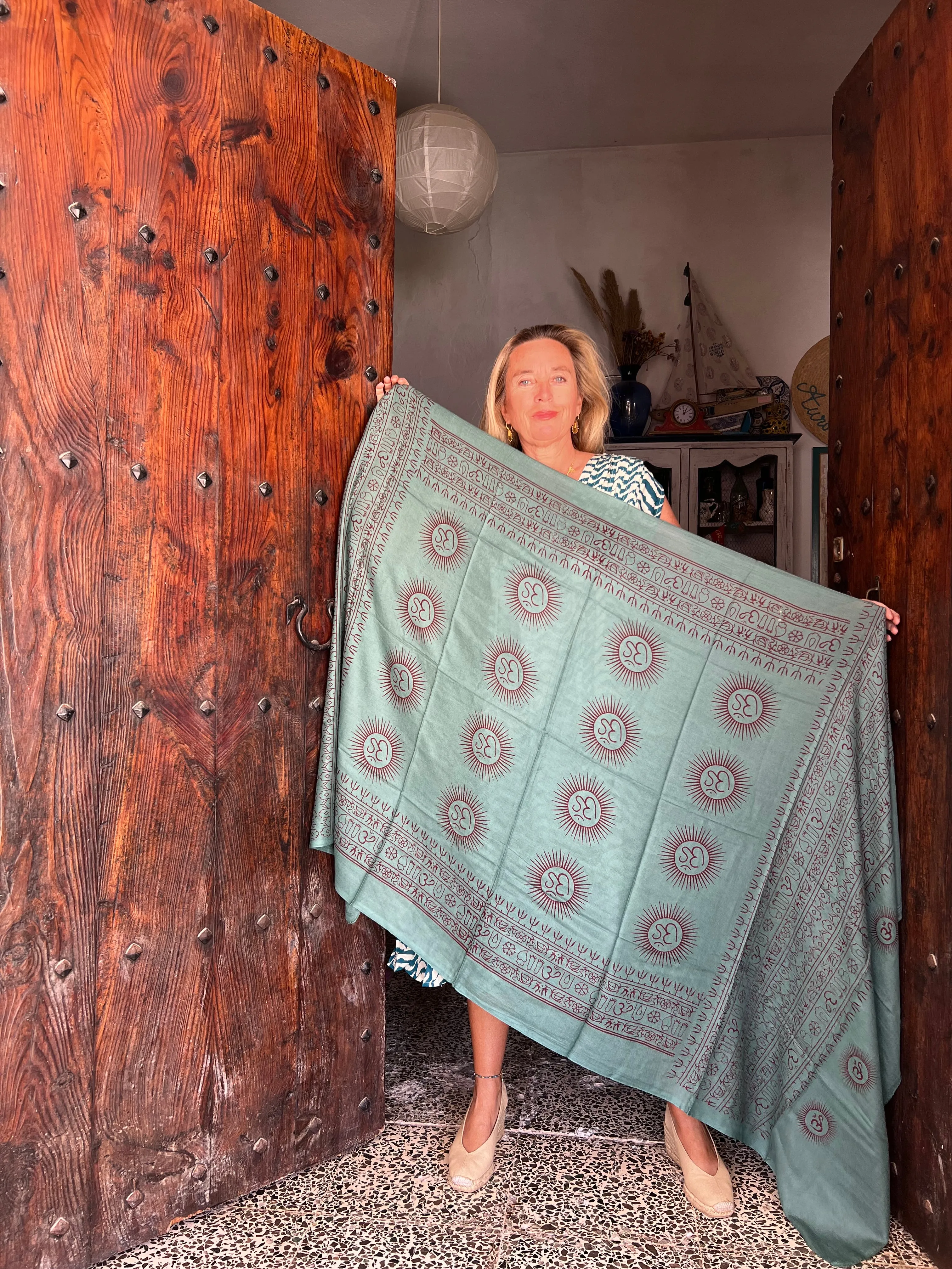 Om 🕉 big size Sarong Emerald green- Pareo  India