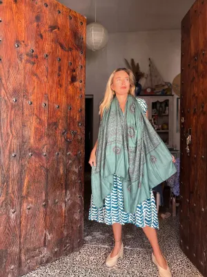 Om 🕉 big size Sarong Emerald green- Pareo  India