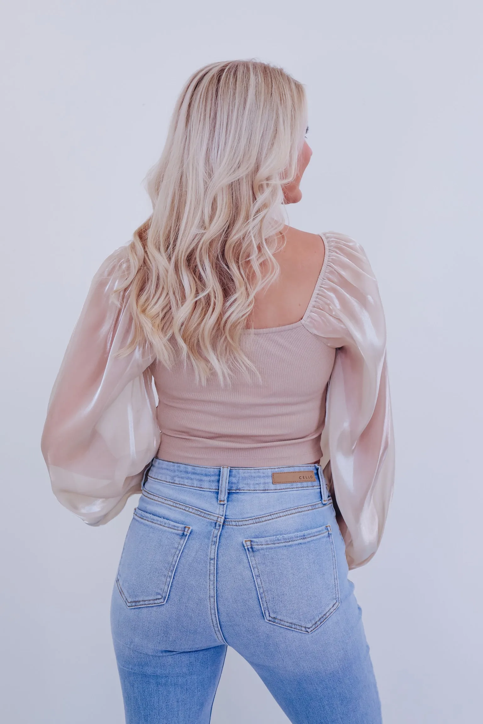 Ona Organza Sleeve Corset Top - Taupe