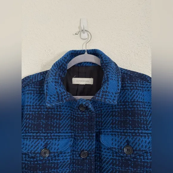 Outerknown Cloud Weave Shirt Jacket with Pockets in Blue Plaid Size Small