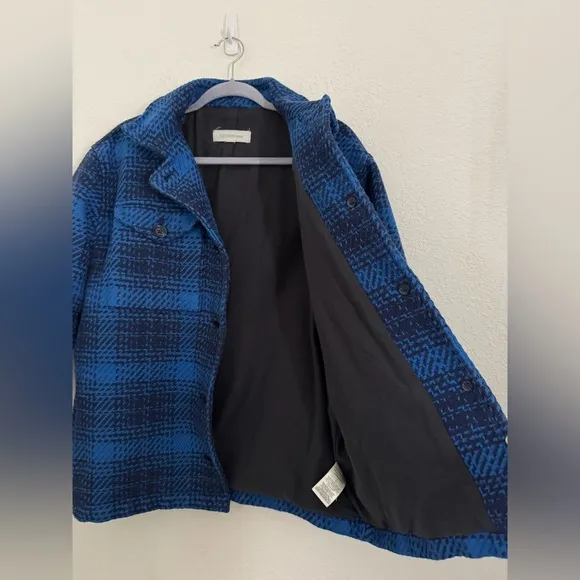 Outerknown Cloud Weave Shirt Jacket with Pockets in Blue Plaid Size Small