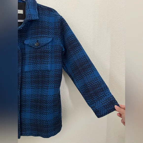 Outerknown Cloud Weave Shirt Jacket with Pockets in Blue Plaid Size Small