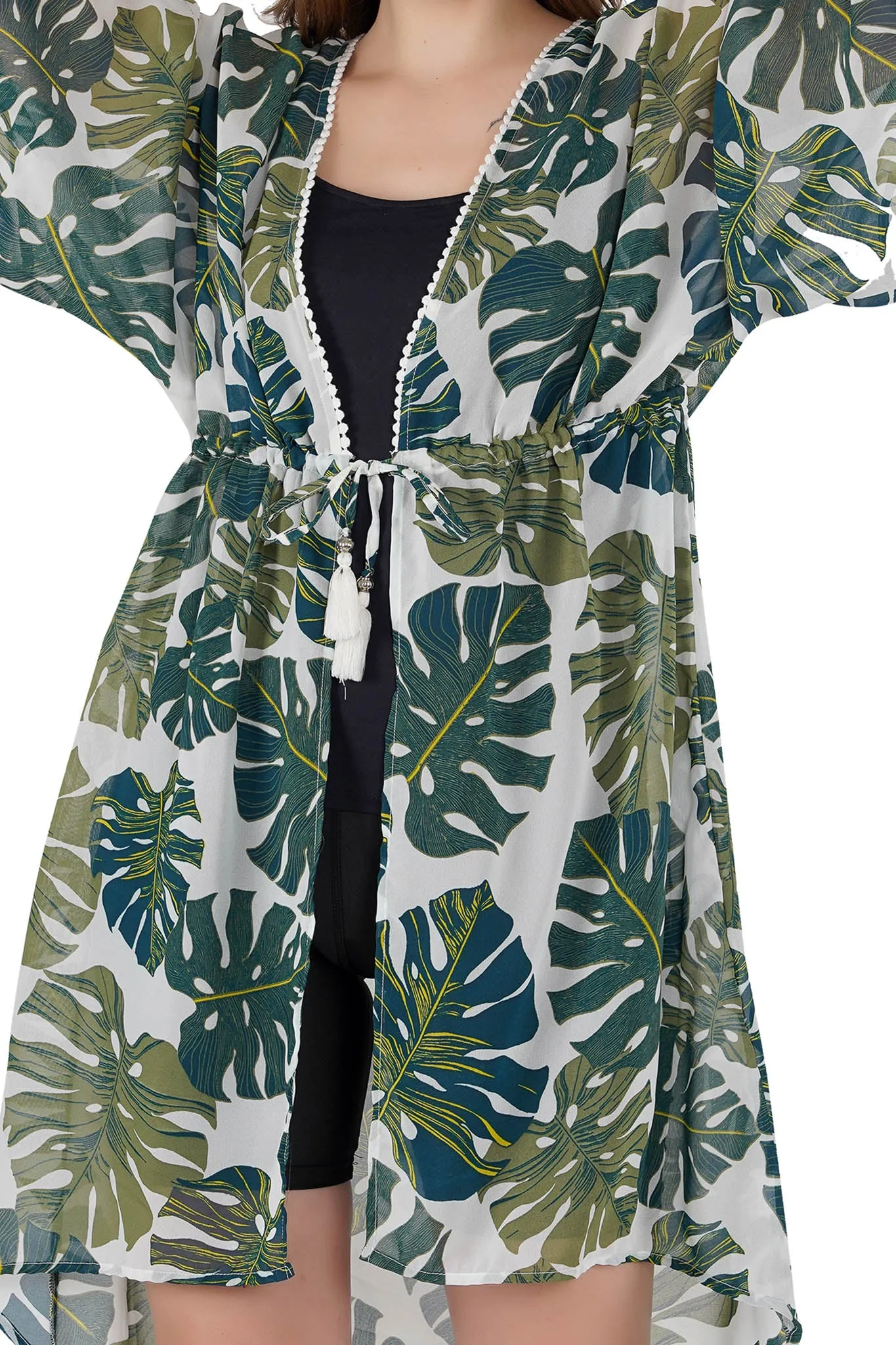 Palm Green Kaftan Swim Cover-Up Beach Dress