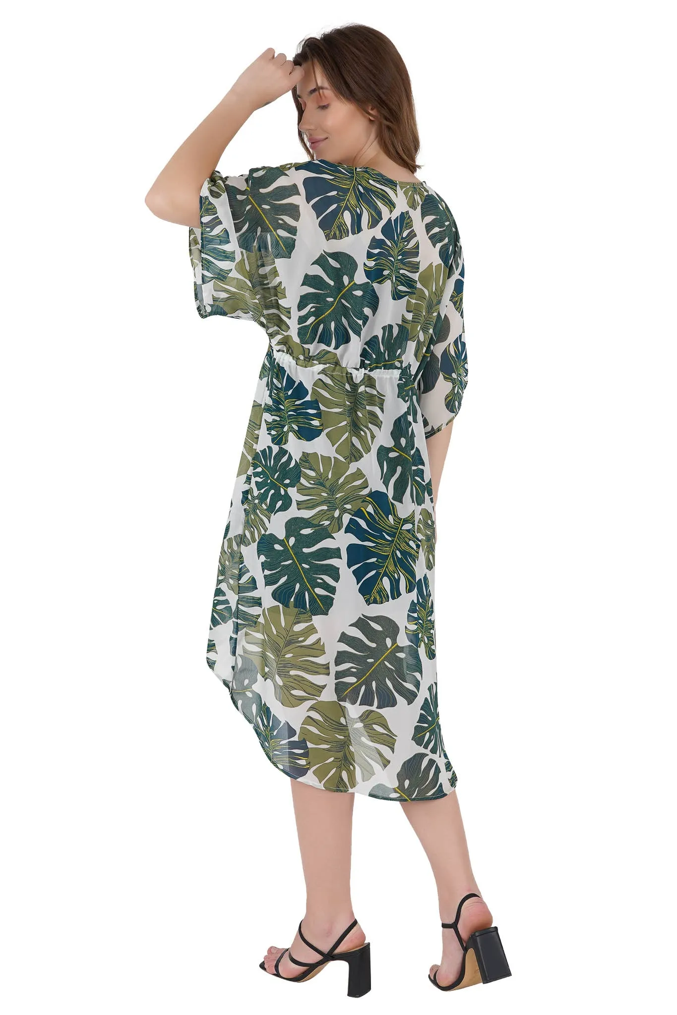 Palm Green Kaftan Swim Cover-Up Beach Dress