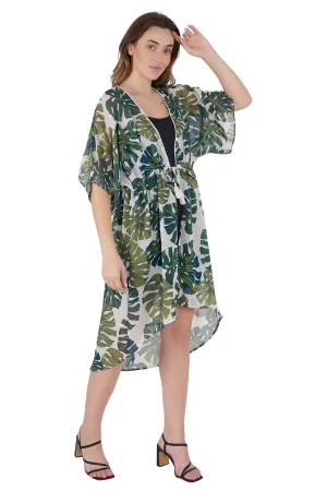 Palm Green Kaftan Swim Cover-Up Beach Dress